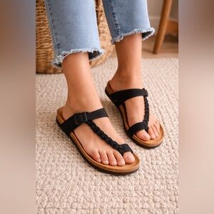 Chic Black Braided Sandals
